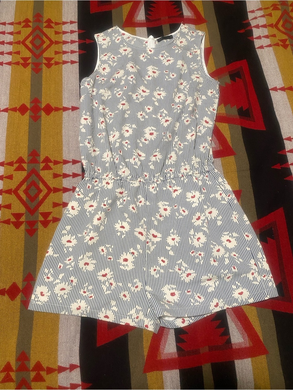 Seed Floral Striped Sleeveless Romper Size M